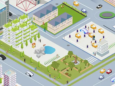 Paysage occidental illustration isometric