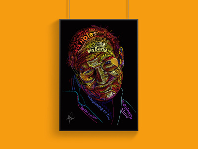 Typography Portrait - Stephen Hawking adobe illustrator color designinpiration illustration inspiration portrait poster art quotes stephen hawking stylized typo typography typography art vector vector art yellow