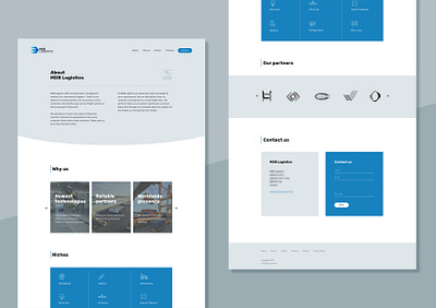 One-page website | Logistics company blue business website simple ui web design website