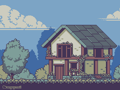 House covered in vines 16bit 8bit architecture art artwork environment design gameart illustration pixel art pixelart sprite