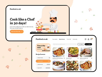 Cooking Website adobexd cooking ecommerce illustration inspiration minimal orange project 52 tutorial ui uidesign ux uxdesign uxdesigns uxui webdesign website website concept