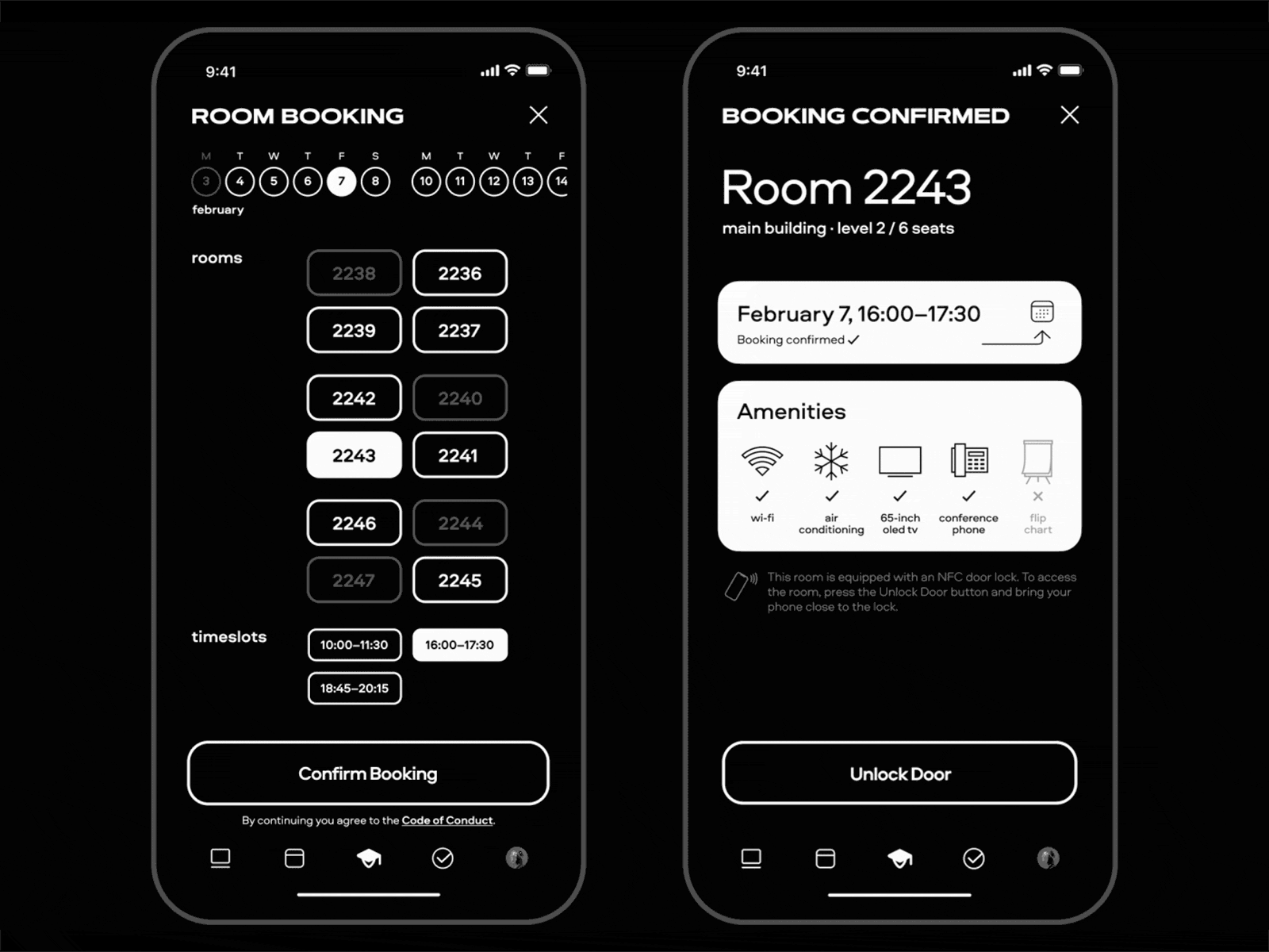 My GSOM Student App - Room Booking app booking concept education education app lock mobile mobile app mobile ui nfc reader room booking smart lock student app ui ux