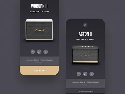 Marshall Shopping App Concept app app design apple cart concept dailyui headphone ios luxury minimal mobile online premium shopping speak ui ux