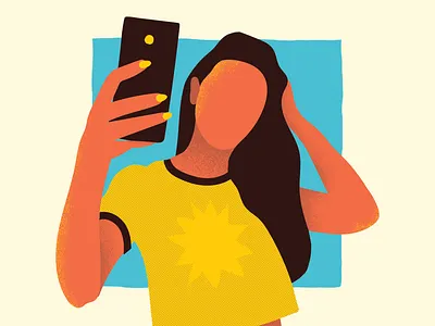 Selfie beach blue cellphone girl grain holidays illustration people photo pool selfie selfies summer summertime sun woman yellow