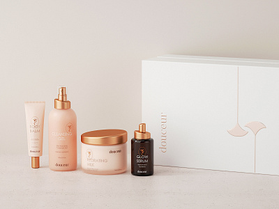 Beauty Packaging for Skincare Brand Douceur beauty beauty brand brand brand identity branding cosmetic cosmetic packaging cosmetics cream identity system logo logotype luxury minimalism package design packaging product design serum skincare