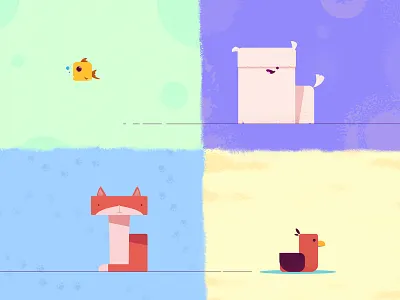 Square Animals animals bird bright cat color composition concept dog fish happy line monimalistic nice pixel pop psychology set square static vector