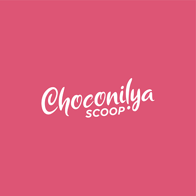 Choconilya Scoop bold branding contrast cream cursive delicious design fun graphic ice logo pink typography vibrant