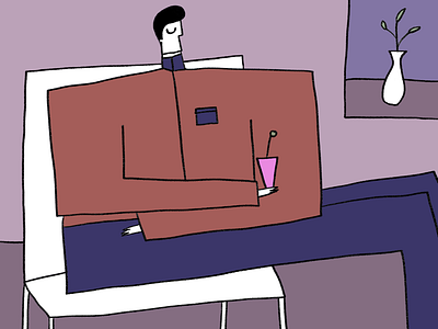 Man sitting holding a glass glass holding illustration man sitting