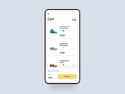 Mobile App Cart Page app branding clean creative design design. icon minimal typography ui ux