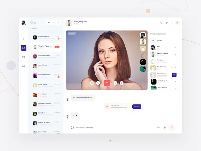 Video conferencing with real-time messaging blue chat app chatbot chatting collaboration conferencing design group chat user experience user interface design userinterface video video chat webapps