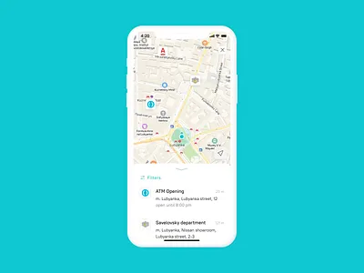 Mobile bank navigation animation app application atm balance bank banking card clean credit dashboard finance fintech ios map mobile money navigation product ui