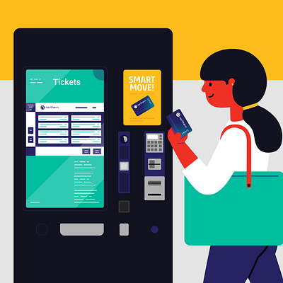 Ticket machine 2d animation character character animation design fab design flat flat design illustration motion graphics