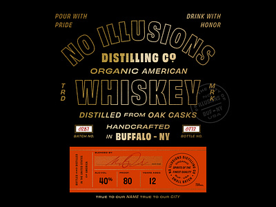 No Illusions Distilling buffalo label design package design packaging design spirits typography whiskey