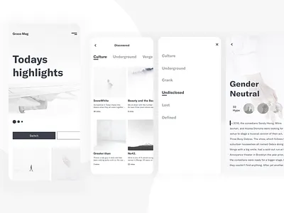 GRASS MAGAZINE app brand branding design design app brand minimal product ui vector