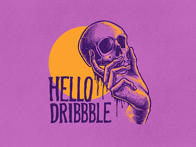 HELLO DRIBBBLE artwork design digital illustration digital illustrator digitalart drawing illustration skull