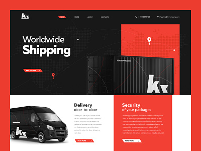 Logistic Company // Atman black landing page logistic mockup red