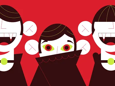 Vamps blood characters design dracula halloween illustration spooky stylized vampires vector