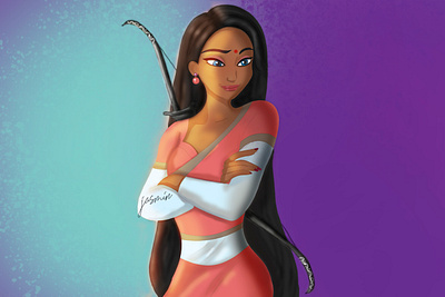 Indian Strong Girl cartoon character cartoon design charactedesign design digital illustration digital painting illustration