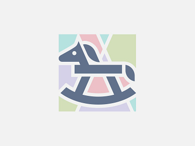 Kids Playland Logo Mark animal branding child children gender neutral geometric horse illustration kids logo minimal mosaic pastel play puzzle rocking horse scandinavian toy