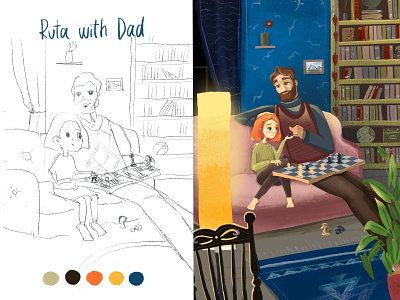 Ruta with Dad book illustration character character design childrens book childrens illustration family girl character girl illustration illustration procreate sketch