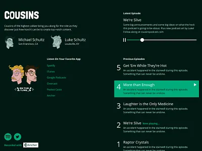 Cousins Podcast cousins podcast podcast site design podcasting web design