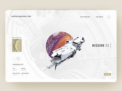 Mission 23 minimal planet sci fi space ui ux web