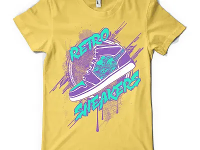T-SHIRT---RETRO SNEAKERS addict basket clothing nike pastel shoes sneakers t shirt t shirt design t shirt illustration vintage vêtements wear