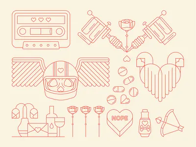 ⚡️VDAY FLASH ⚡️ bird clean collection flash flash tattoo flower heart illustration illustrator letter line work love potion rose simple stroke valentine valentines valentines day vday