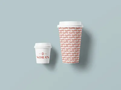 Nora's Café & Coffee - Bold Cup Design brand identity branding coffee cup design coffee logo coffee shop logo coffeehouse design icon illustration logo pattern pattern design