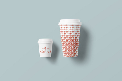 Nora's Café & Coffee - Bold Cup Design brand identity branding coffee cup design coffee logo coffee shop logo coffeehouse design icon illustration logo pattern pattern design