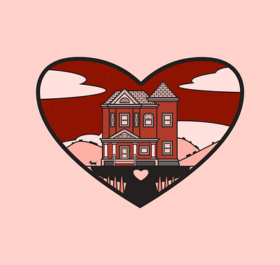 Home is Where the Heart Is dog flat heart home house illustration sketchapp valentine valentines vector