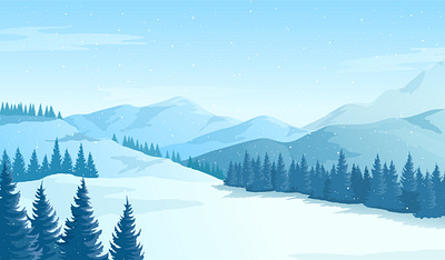 Winter landscape with mountains. 2d adobe illustrator art background flat flat style flatdesign illustartion illustration landscape mountains mountaint panorama vector winter