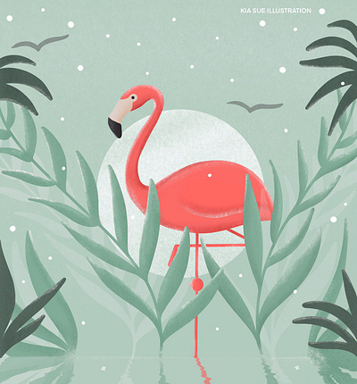 flamingo apple pencil art digital illustration digital illustrations drawing flamingo ipadpro ipadproart kiasue mint nature procreate