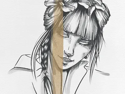 flowers in your hair artwork digitalart drawing drawingart illustration illustration digital ipadpro kiasue procreate sketch