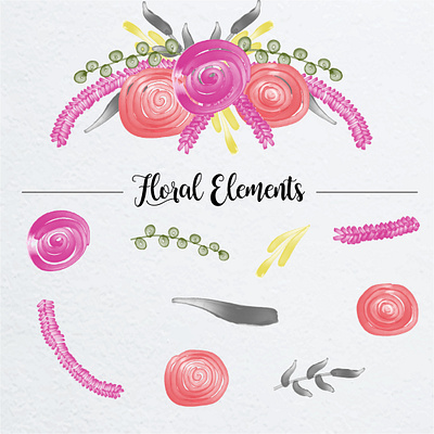 Floral Elements for decoration 03 decor decoration decorative decorative elements elements flora floral flower greenery leafs nature watercolor watercolor floral