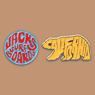 Enamel Pins for Jack's Surfboards branding design hand drawn identity illustration illustrator lettering logo type typography vector