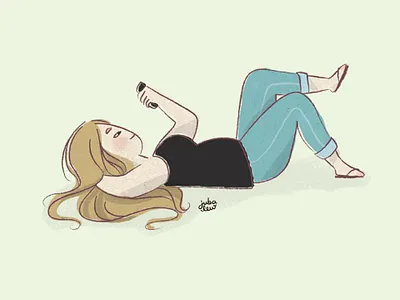Book Illustration character digital art digital painting girl green illustration phone vector