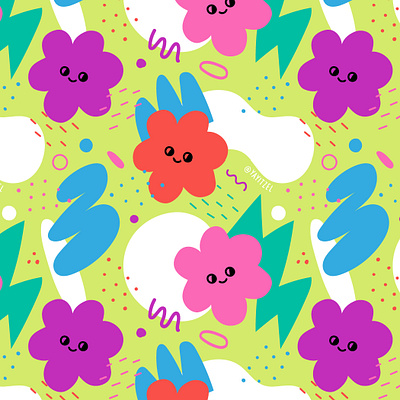 YAYITZEL Blobby Flowers blob coloful design doodles icon illustration kawaii pattern rainbow shapes vector wallpaper yayitzel