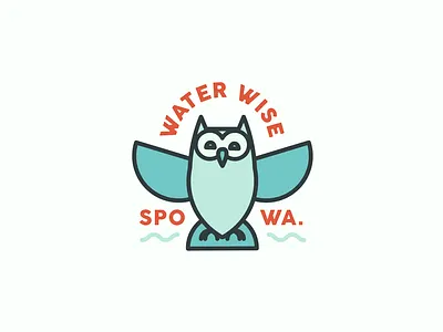 Water Wise Owl badge badge design badge logo branding design flat icon illustration logo owl vector