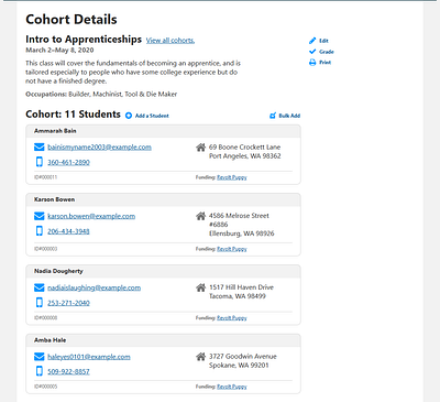 Cohort Details card interface segoe segoe ui ui ui design ux design