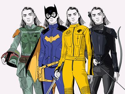 Arya Stark Mashups (Squad Goals) arya stark batgirl boba fett game of thrones hunger games illustration kill bill mashup star wars