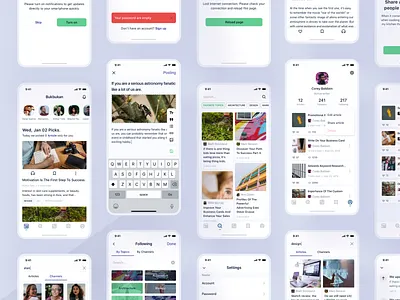 Bukbukan screens app android app app design application article hobby interface ios journal material ui medium mobile app news portal ui uikit user interface ux writer writers