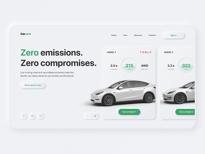 Rent a Tesla - Website Concept | Neumorphism car rent electric car figma model 3 neumorphic neumorphism onepage rent car sf pro single page skeumorphic skeumorphism tesla tesla model y ui design uidesign webdesign zero emissions