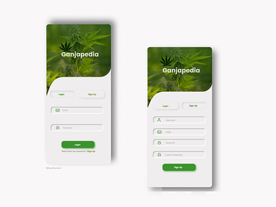 #DailyUI day 1 login page cannabis cbd ganja login page dailyui neumorphism skeumorphism