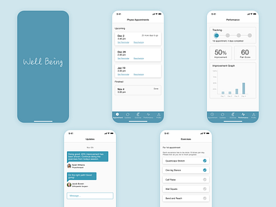 Well Being App app doctor messaging orthopedic patient performance performance tracking physiotherapist updates