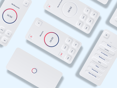 World Clock app design neumorphic neumorphism ui ux
