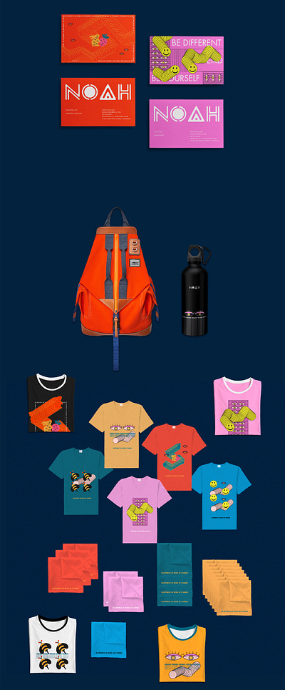 NOAH bag branding design fashion icon illustration logo mockup typography vector water bottle