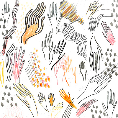 Hands art brush pen color colors drawing hands illustration markers pattern pen sketch texture