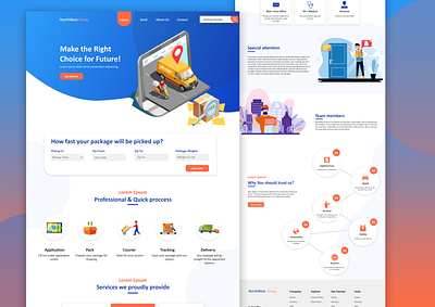 Northwest Envoy Courier Service Website mockup app branding design illustration photoshop ui uiux ux vector webdesign