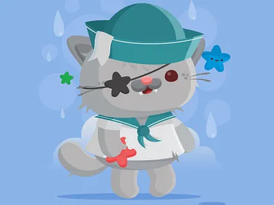 Aye Aye Sailor animal cat character design critter cute illustration kawaii kitty pirate sailor vector